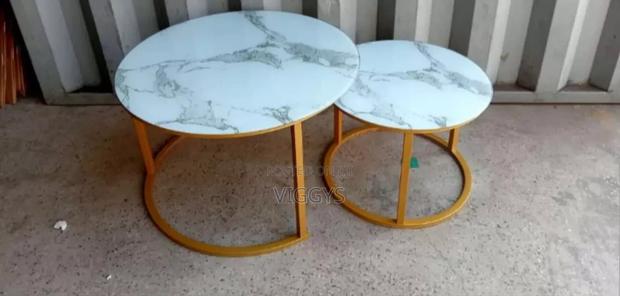 Marble Nesting Round Coffee Table With Glass Effect - main view