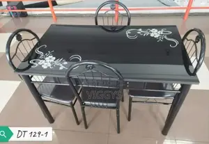 New Glass Dining Table 4 Seater Dining Set