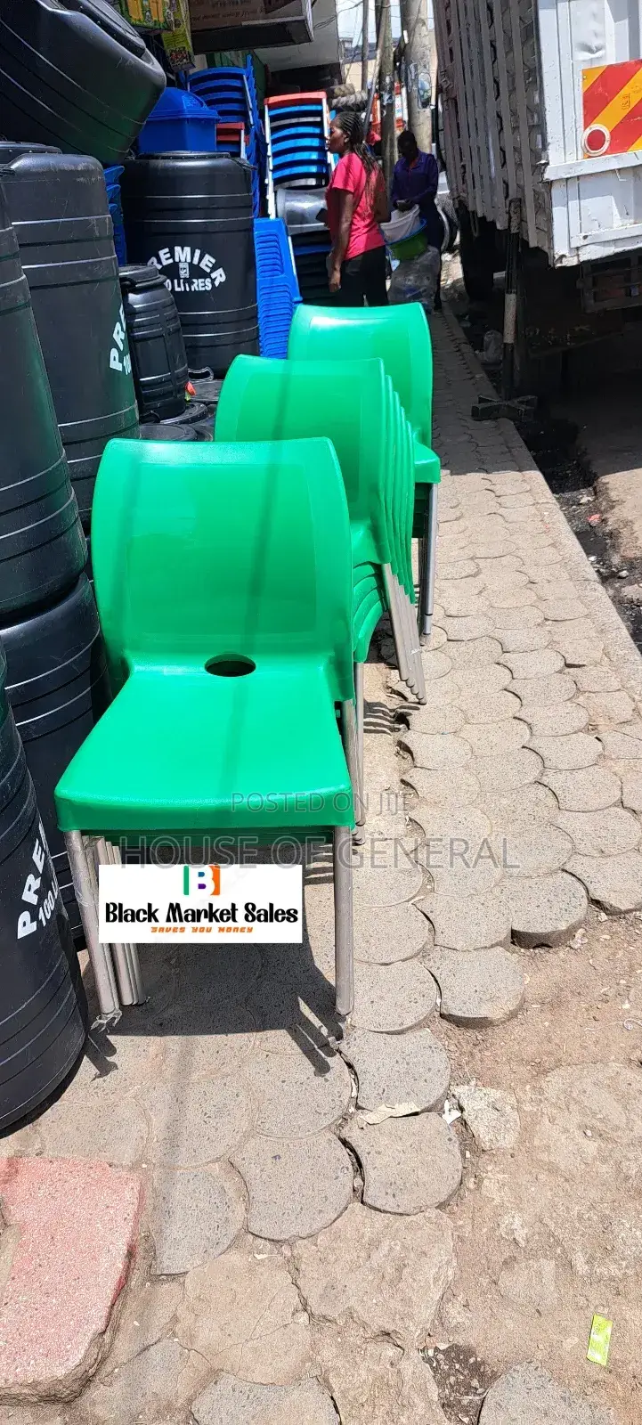 Safaricom Green Armless Plastic Chair With Metal Legs