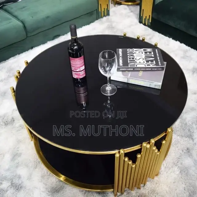 Central Glass Tablesize :80cm Diameter Goldstands *