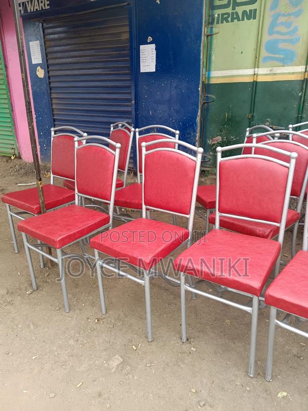 Restaurant Chairs, Red and Silver - main view