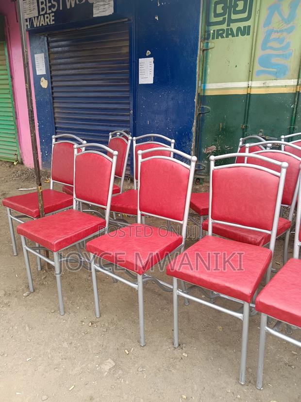 Restaurant Chairs, Red and Silver - thumbnail 2