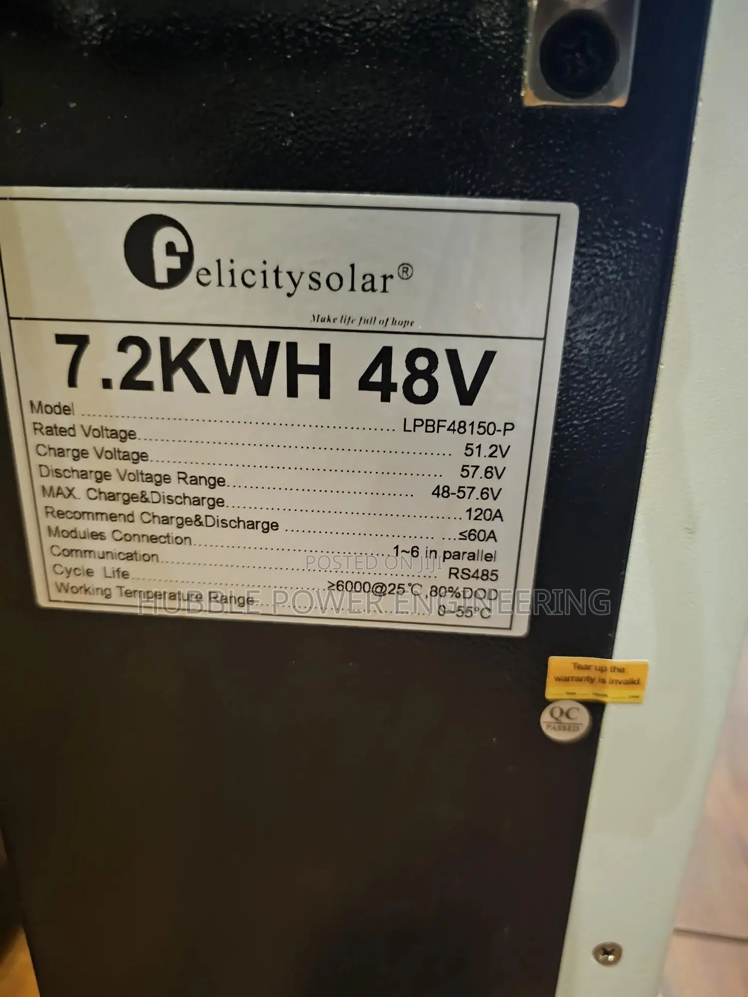 7.2kwh Lithium Ion Phosphate Battery (Lifepo4)