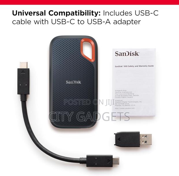 Sandisk 2TB Extreme Portable SSD - Up to 1050mb/S, USB-C