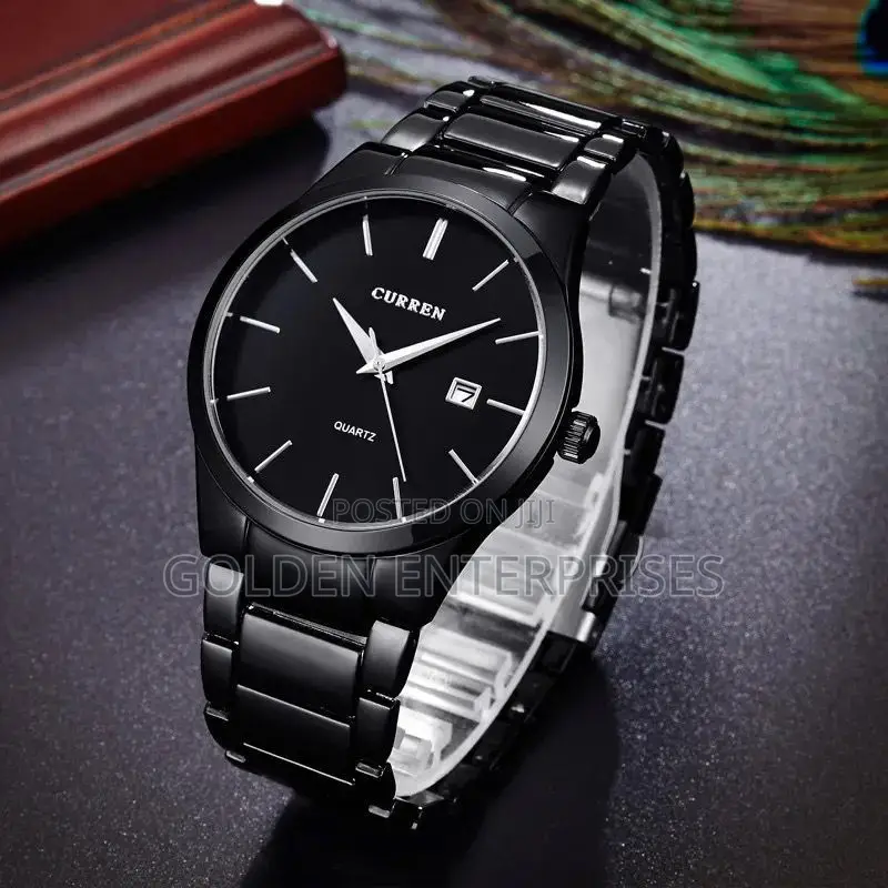 All Black CURREN Gents #8106 Stainless Steel Strap Watch