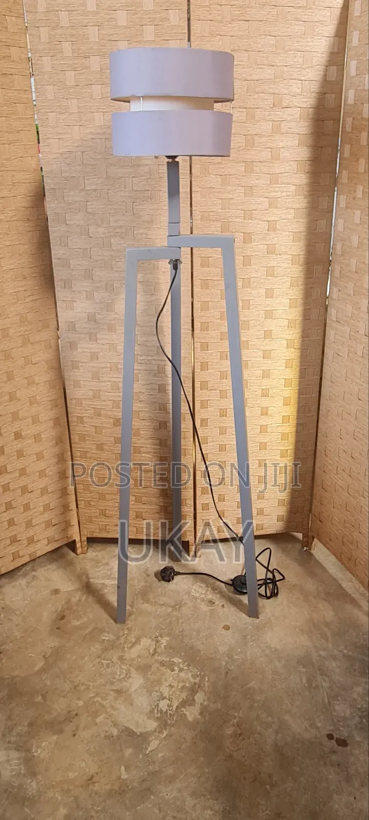 Tripod Floor Lamp Grey Shade.