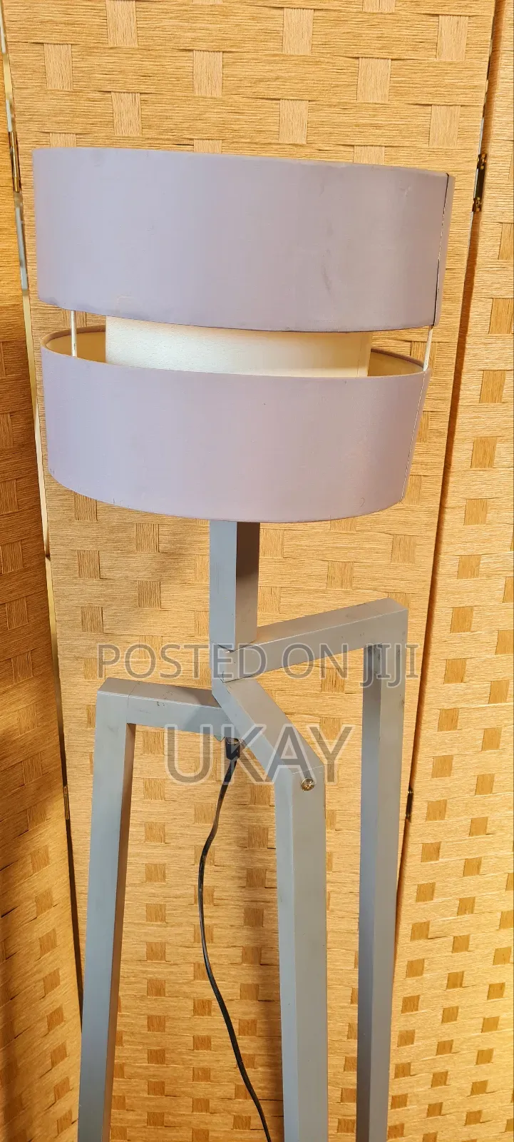 Tripod Floor Lamp Grey Shade.