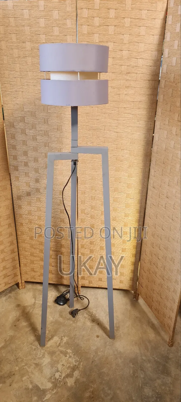 Tripod Floor Lamp Grey Shade.