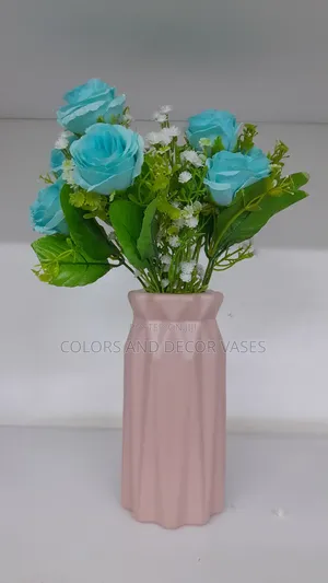 Blue and White Flowers Available With Vase