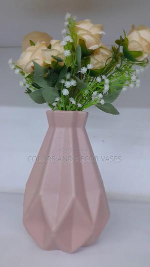 Vase Pink With Flowers Artificial - thumbnail 2