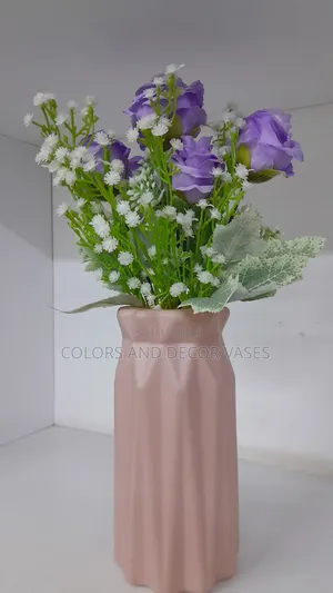 Purple White Decor Flowers and Vase