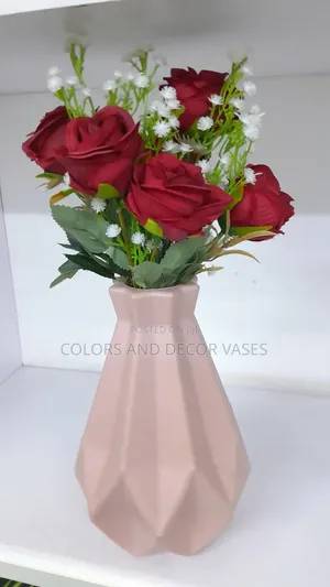 Maroon And White Flowers With Vase