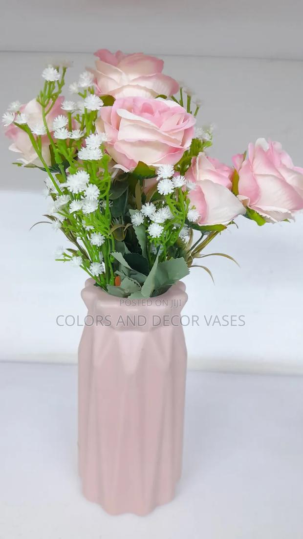 Light Pink Home Decor Vase and Flowers - main view