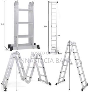 4,7m Foldable Step Ladder Scaffolding Aluminum - thumbnail 2