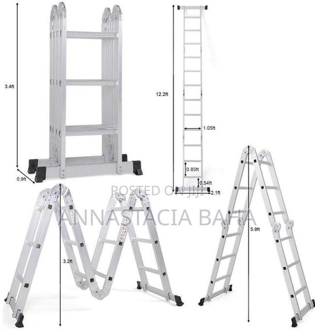 4,7m Foldable Step Ladder Scaffolding Aluminum - main view