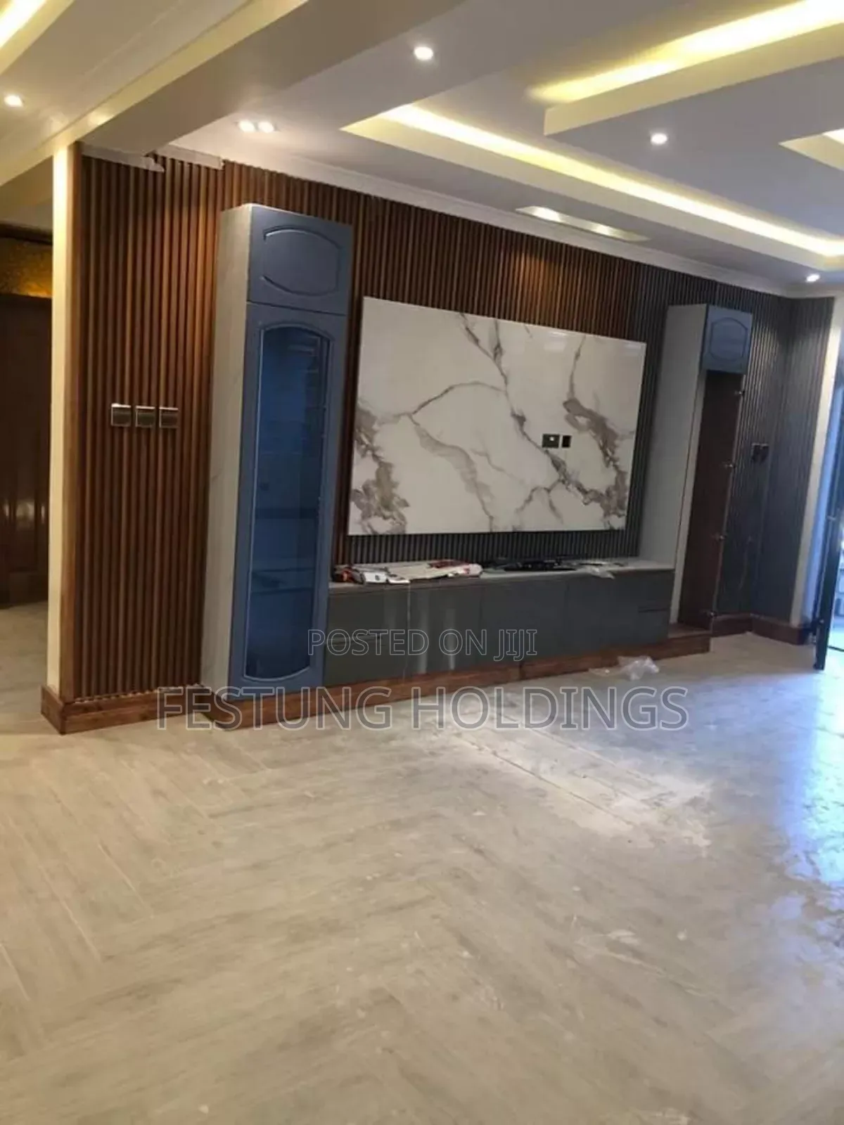 Tv Wall Unit With a Marble Sheet