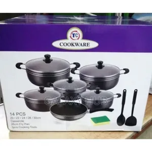 Tc 14 Pieces Non-Stick Black Coated Cooking Pot/Sufuria Set