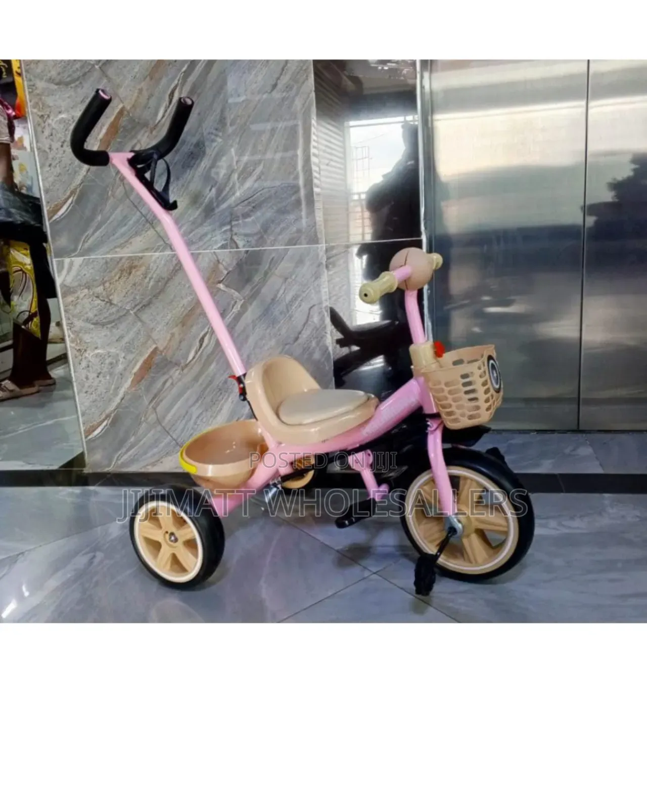 Kids Tricycle With Push (Pink)