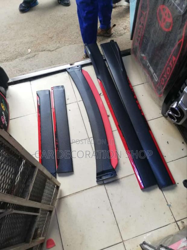 Red Black Side Skirts (For Left and Right Side)