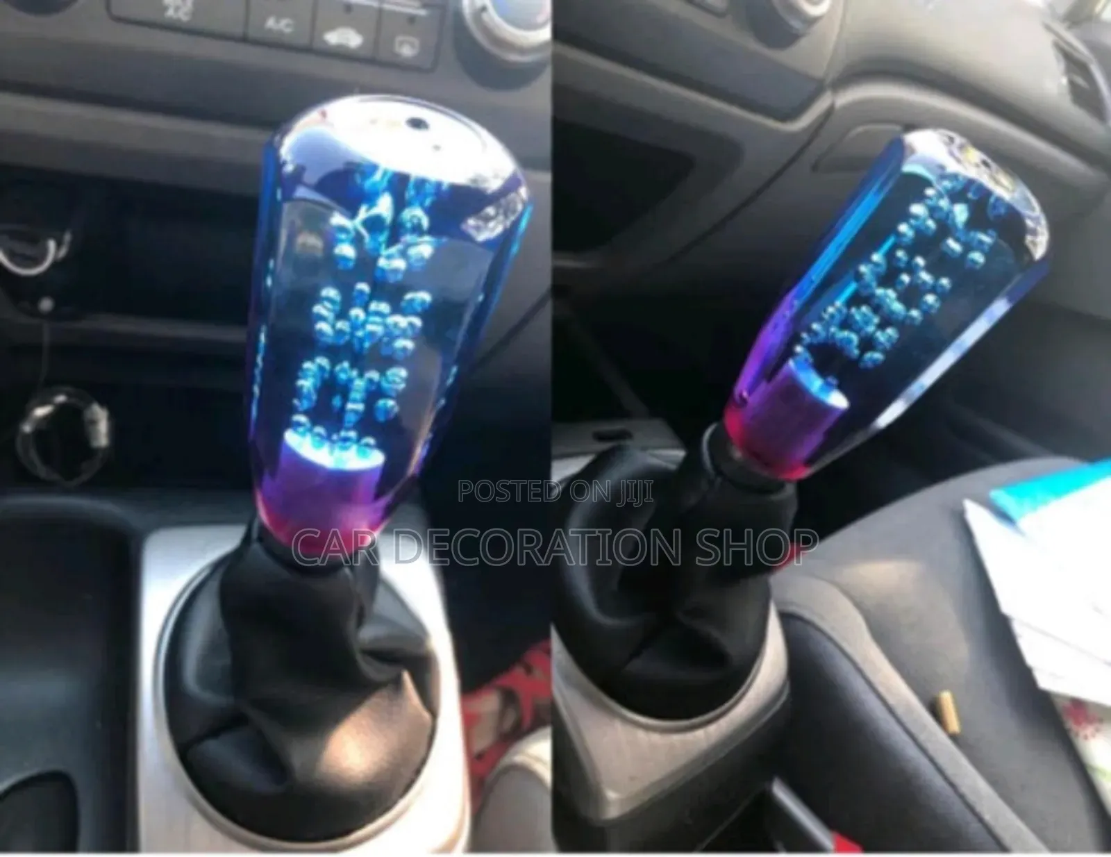 Car Fitted With Short Blue Bubble Gear Knob With Adapters