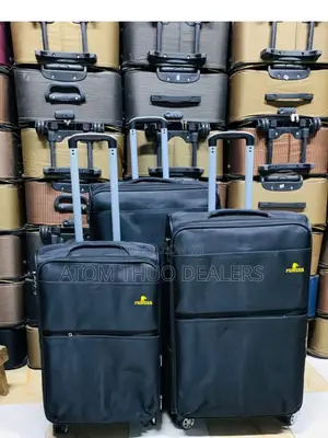 Black 3 in 1 Fabric Luxurious Traveling Suitcase Bags.