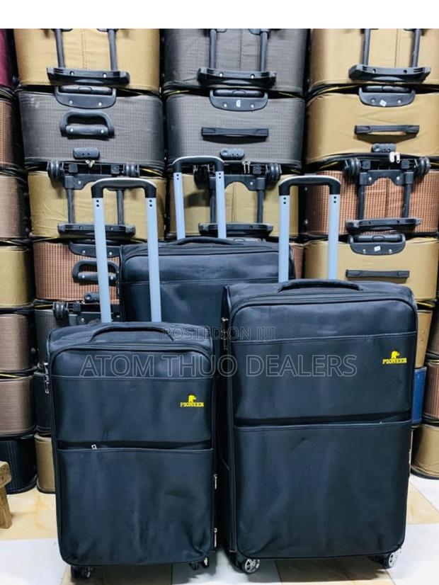 Black 3 in 1 Fabric Luxurious Traveling Suitcase Bags.