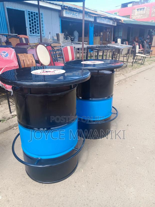 Drum Tables for Bars, Blue and Black  - thumbnail 3