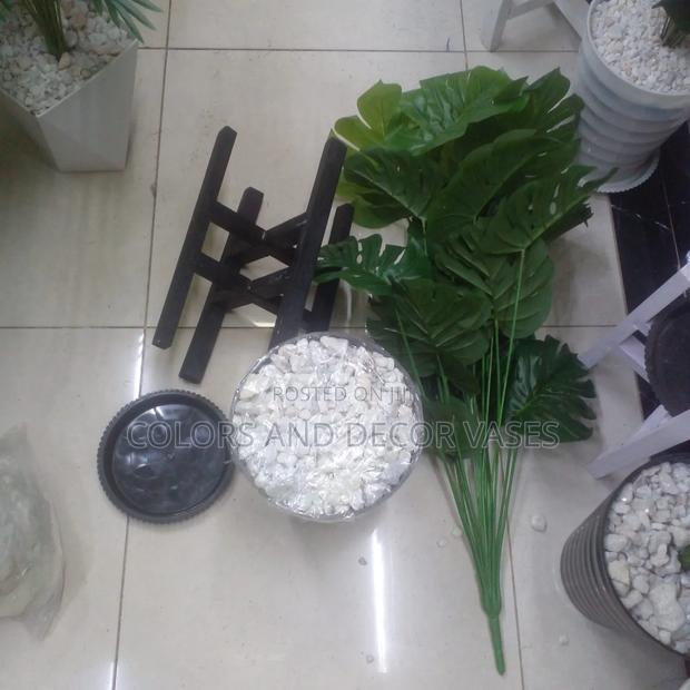 Black Vase, Long Plant and Black Stand