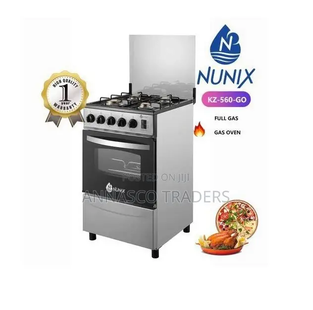 QUALITY Nunix 50 * 55cm Cooker, 4 Gas Burners, Gas Oven