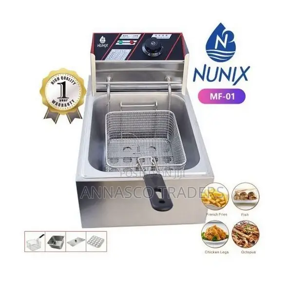 Nunix Commercial Single Stainless Steel Deep Fryer -6 Litres