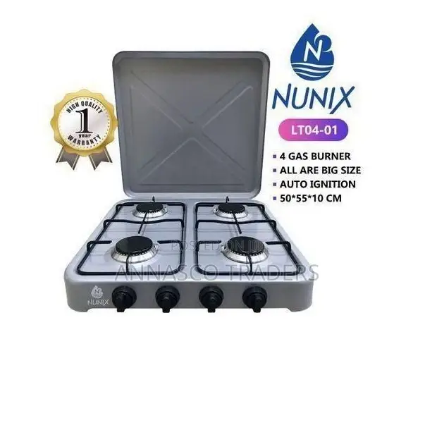 Nunix 4 Gas Table Top Cooker (LT04-1), Metallic Grey