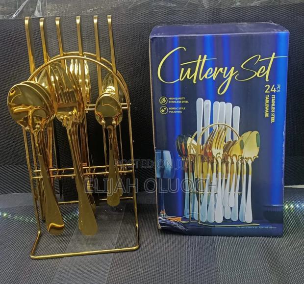 24PCS Golden Cutlery Set - main view