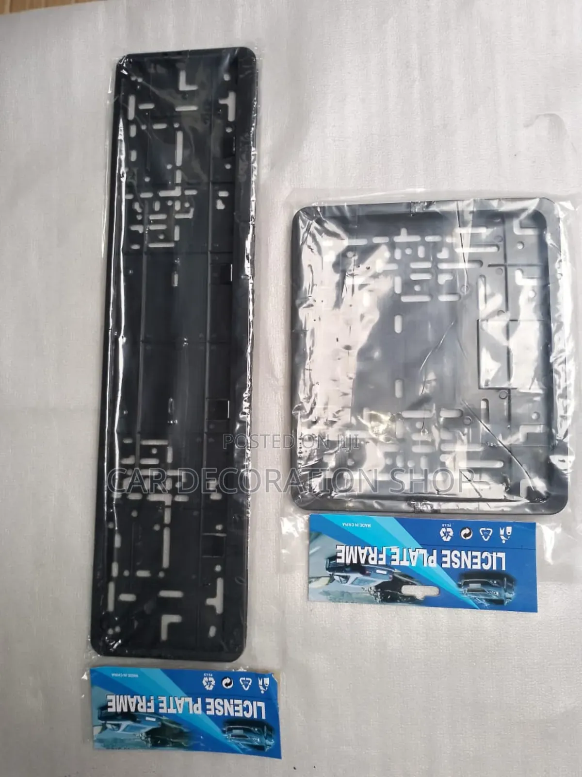 Black Oblong and Square Plastic License Plate Mounts