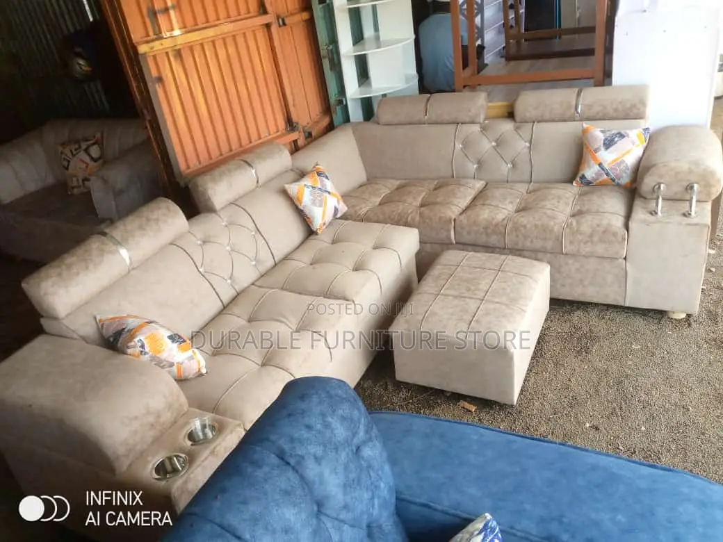 Back Permanet 6 Seater Sofa With Cup Holder