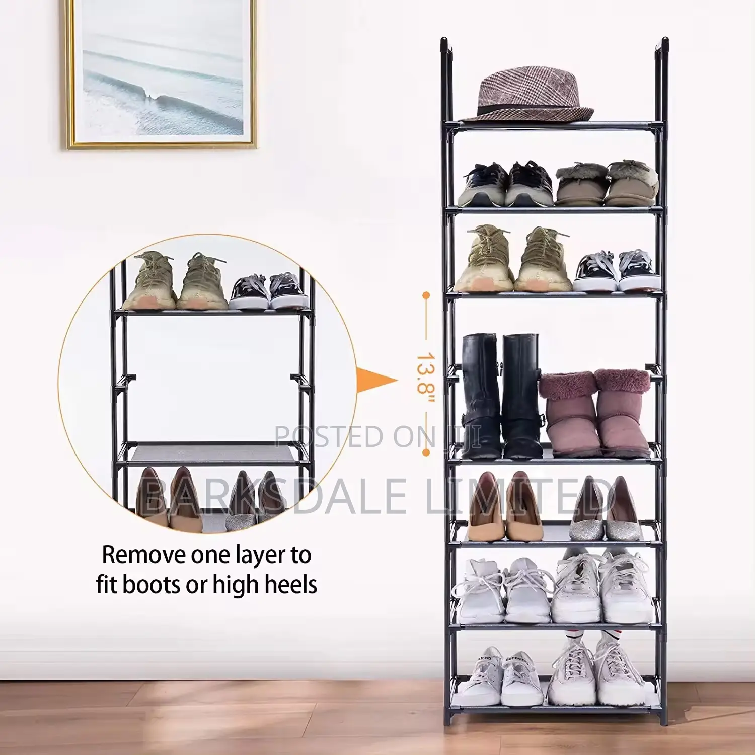 Shelf Storage Corner Rack Tall Shoe Rack 8-Tier Organizer