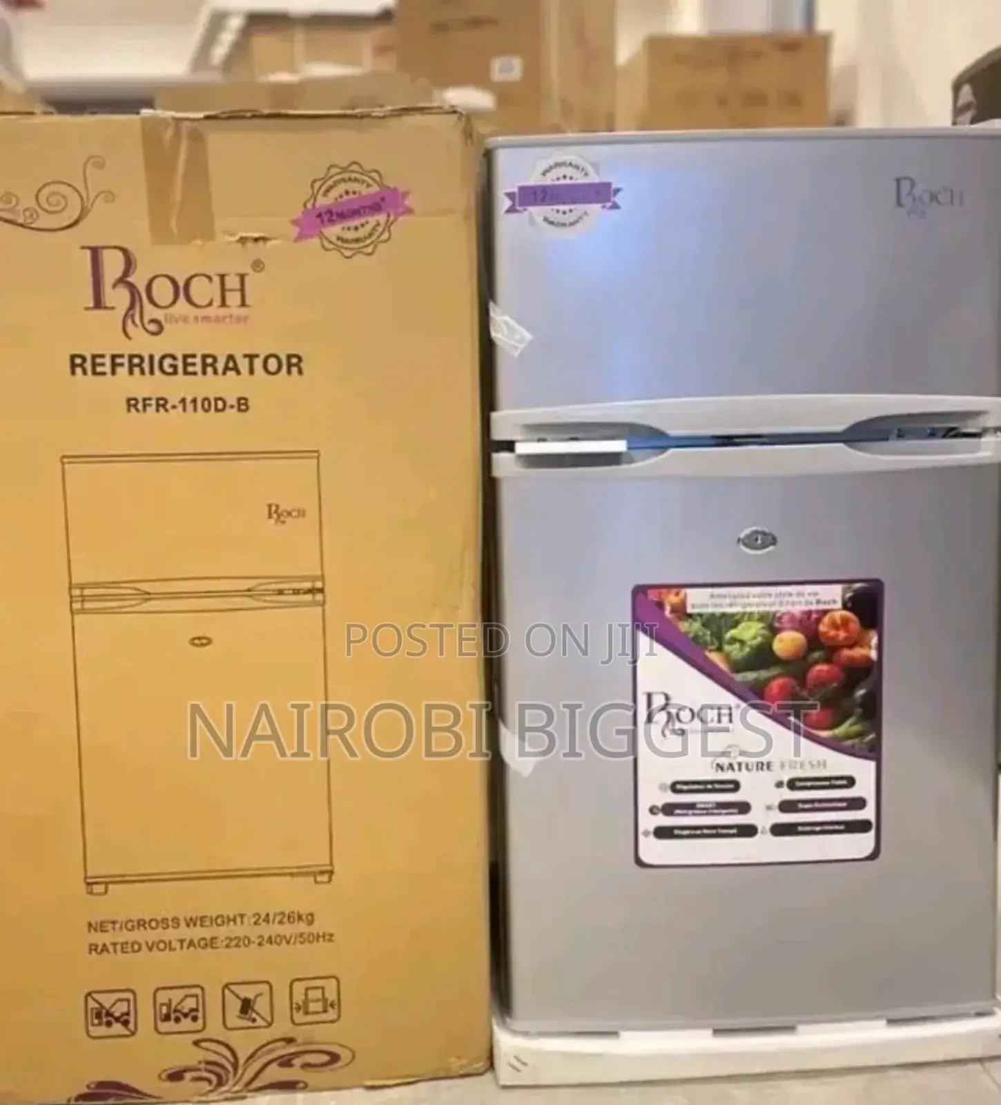 Silver Roch Roch 110 D-b Double Door Fridge Silver