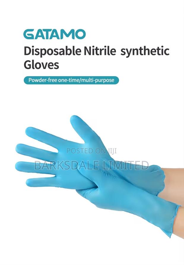 Blue Nitrile 100 Gloves Silicon Latex Rubber Chef Kitchen Small - main view