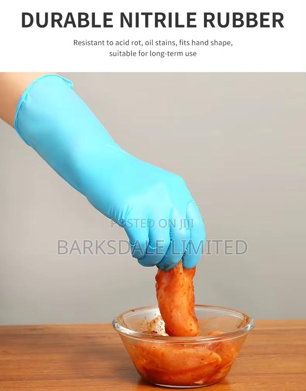 Blue Nitrile 100 Gloves Silicon Latex Rubber Chef Kitchen Small - thumbnail 8