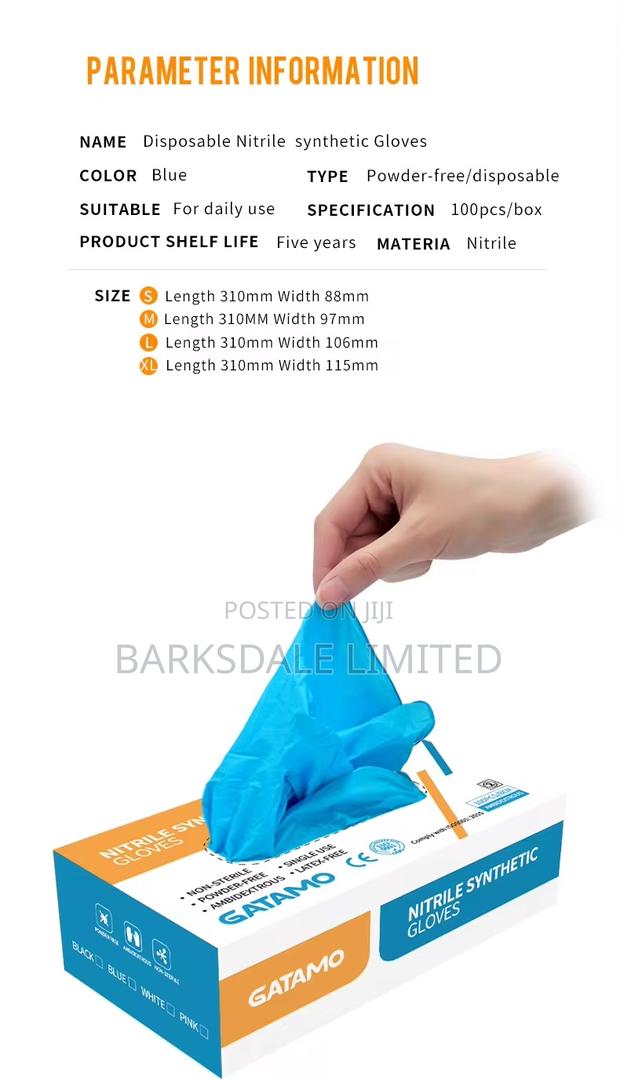 Blue Nitrile 100 Gloves Silicon Latex Rubber Chef Kitchen Small - thumbnail 9