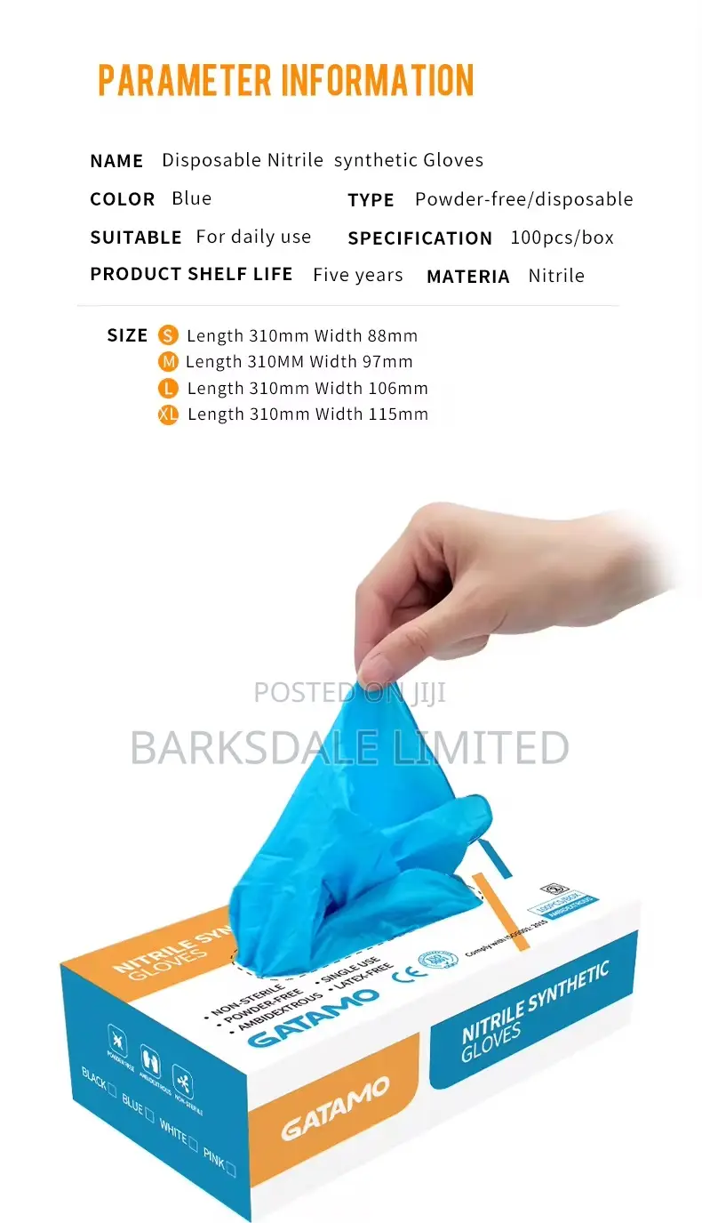 Blue Nitrile 100 Gloves Silicon Latex Rubber Chef Kitchen Small