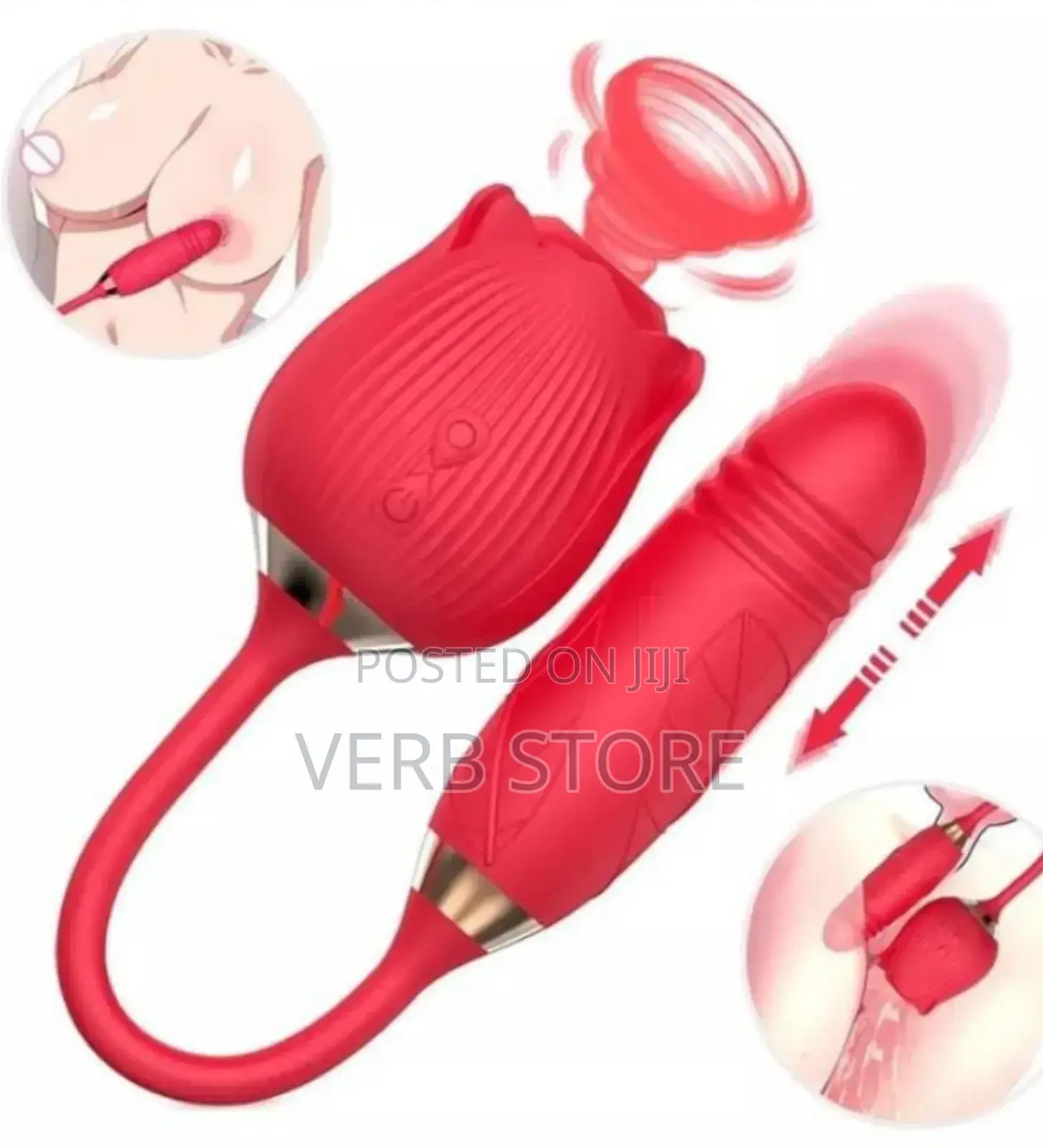 Rose Sucker for Clitorial Stimulation Plus Thrusting Dildo