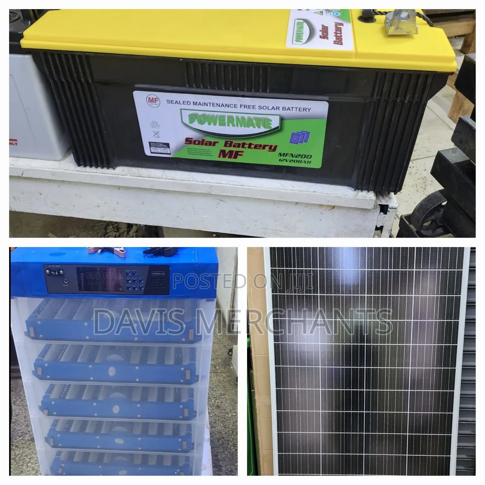 320 Eggs Incubator, 100 Watts Solar Panel ,100amps Battery