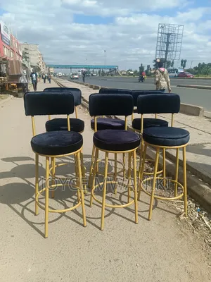 Counter Stools, Black Velvet and Gold 