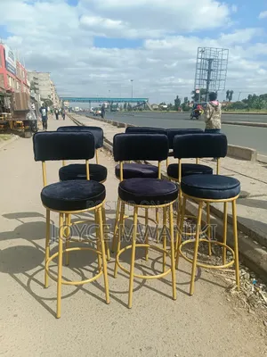 Counter Stools, Black Velvet and Gold 