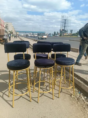 Counter Stools, Black Velvet and Gold 