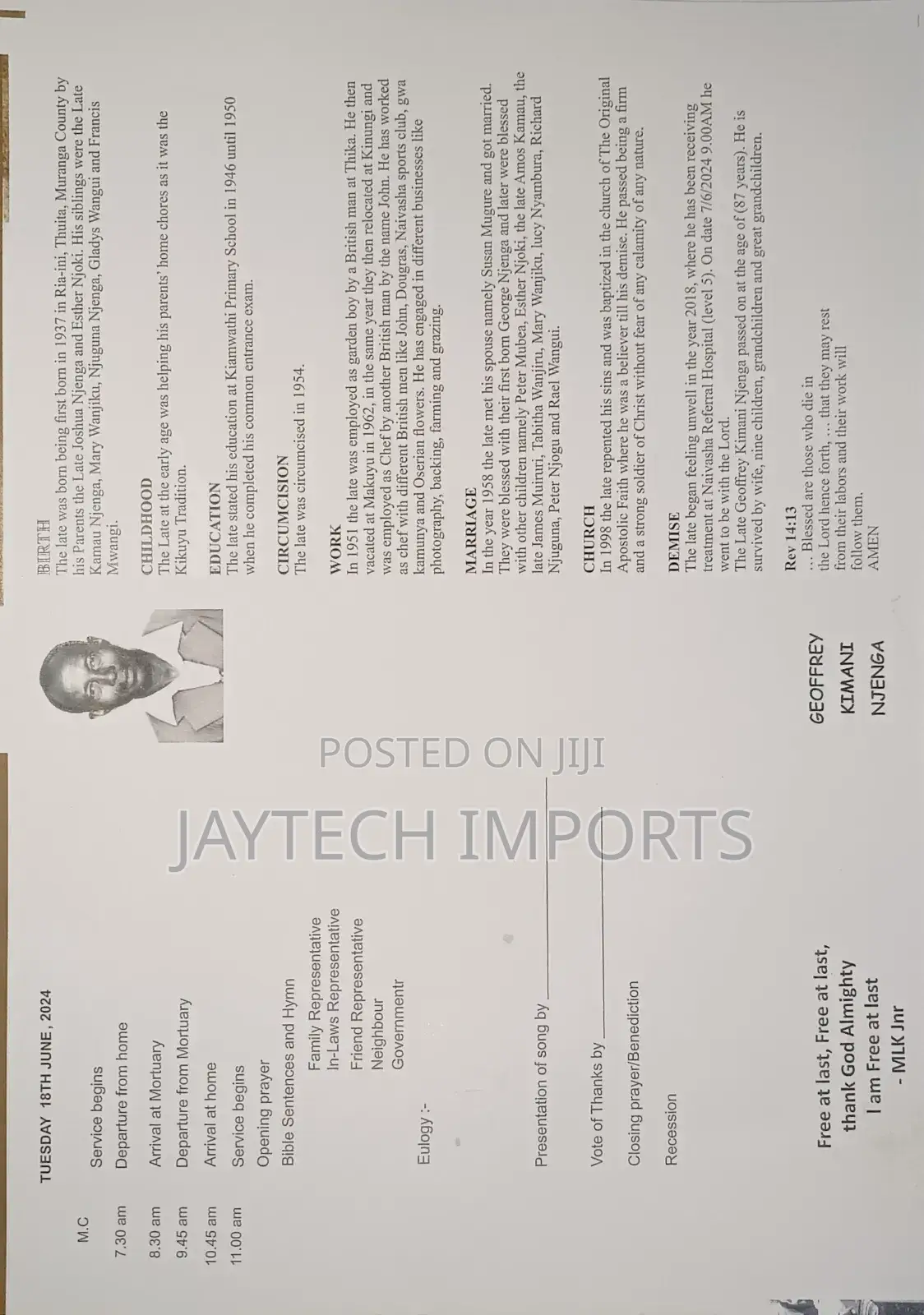Eulogy Printing Packages