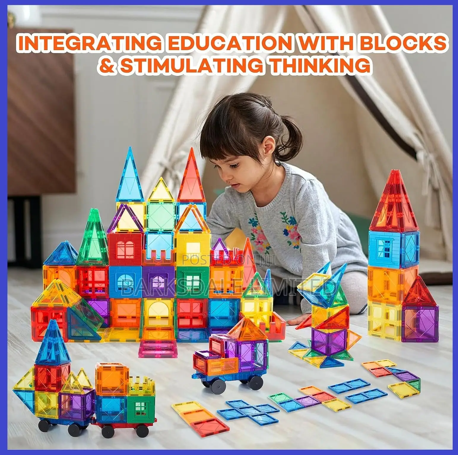 Magnetic Tiles Building Blocks Toy Gift Kids Children 46 PCS