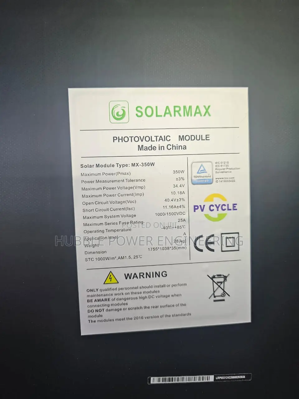 Black Monocrystalline Solar 350w High Efficiency