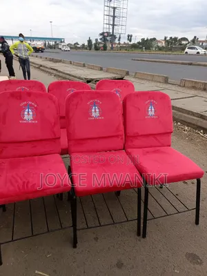 Church Chairs, Hot Red Velvet With Logo 