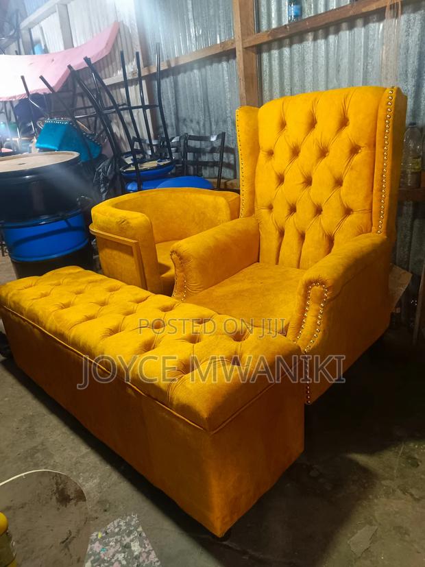 Pedicure Seat, Manicure Seat and a Waiting Bench - main view